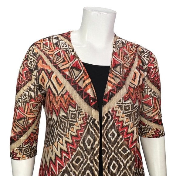 Chicos Womens Daniella Cardigan Sweater Tribal Diva 3/4 Sleeve Rayon Size 1 | M - Picture 4 of 14
